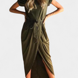Vestido Midi Clarissa con Corte Asimétrico
