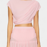 Falda Nalia de Chiffon con Cintura Elástica y Capas Fluidas
