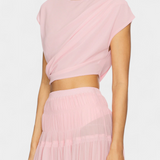 Falda Nalia de Chiffon con Cintura Elástica y Capas Fluidas