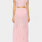 Falda Nalia de Chiffon con Cintura Elástica y Capas Fluidas