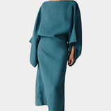 Vestido Kimono de Lino y Algodón Kamilia con Cinturón