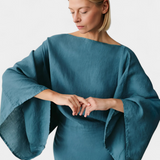Vestido Kimono de Lino y Algodón Kamilia con Cinturón
