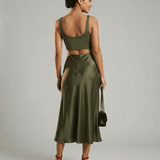 Falda Midi Olivia de Satén