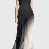 Vestido Ombre Capas Angela con Cuello Barco y Silueta Fluida