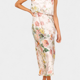 Vestido Maxi Floral Lisa con Cuello Halter y Cintura Elástica