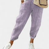 Pantalones de Mezcla de Lino a Rayas Alba