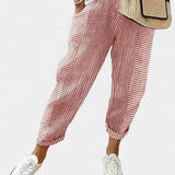 Pantalones de Mezcla de Lino a Rayas Alba