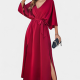 Vestido Milly Elegante con Lazo y Abertura