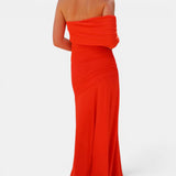 Vestido largo asimétrico fruncido para mujer para una noche elegante
