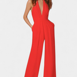 Mono de Pierna Ancha Lila con Elegancia Ligera