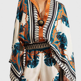 Conjunto Floral de Satén Beatriz al Atardecer