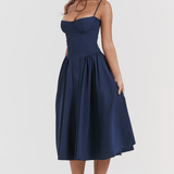 Vestido Midi Felicity con Corsé y Sin Mangas