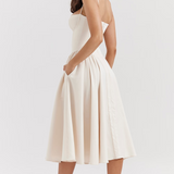 Vestido Midi Felicity con Corsé y Sin Mangas