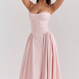 Vestido Midi Felicity con Corsé y Sin Mangas