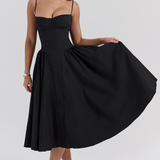 Vestido Midi Felicity con Corsé y Sin Mangas