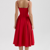 Vestido Midi Felicity con Corsé y Sin Mangas