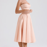Vestido Midi Felicity con Corsé y Sin Mangas