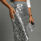 Falda Midi Silvara Gris