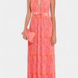 Vestido Maxi Plisado Prisca con Espalda Abierta y Cuello Halter