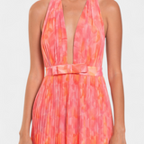 Vestido Maxi Plisado Prisca con Espalda Abierta y Cuello Halter