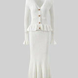 Conjunto de Vestido Midi de Punto Refinado Prudence con Top Abotonado