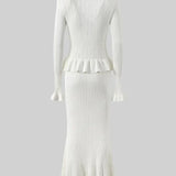 Conjunto de Vestido Midi de Punto Refinado Prudence con Top Abotonado