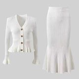 Conjunto de Vestido Midi de Punto Refinado Prudence con Top Abotonado