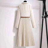 Vestido midi con blazer entallado y plisados