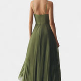 Vestido de Chifón Plisado Ottilie con Corsé Esculpido y Escote en Forma de Corazón