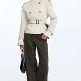 Trench-coat mujer con cuello alto y cinturón anudado