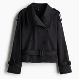 Trench-coat mujer con cuello alto y cinturón anudado
