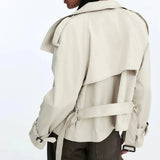 Trench-coat mujer con cuello alto y cinturón anudado
