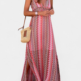 Vestido Largo Jeni Boho con Cuello Halter y Estampado Tribal