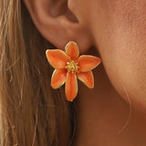 Pendientes Vintage de Esmalte en Forma de Flor
