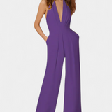 Mono de Pierna Ancha Lila con Elegancia Ligera