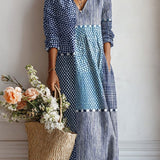 Esperanza | Vestido Midi Boho de Lino Estampado Mujer Escote V