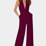 Mono de Pierna Ancha Lila con Elegancia Ligera