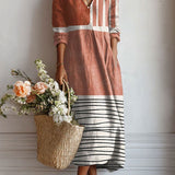 Esperanza | Vestido Midi Boho de Lino Estampado Mujer Escote V